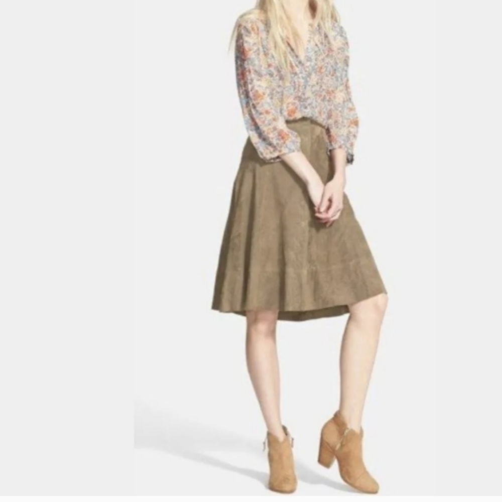 NWT Joie Suede Olive A-line Skirt Size M
